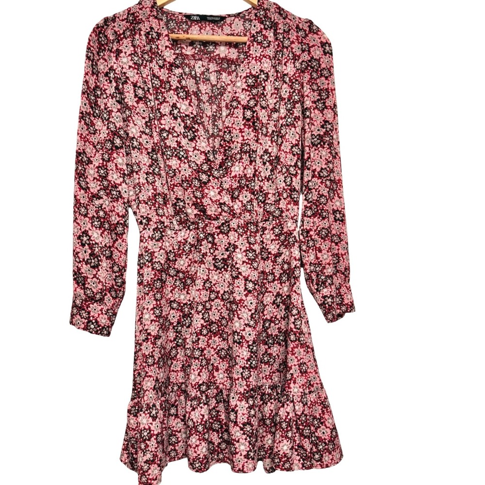 Zara Floral Print Mini Dress Medium Pink Feminine Romantic Garden Party Girly